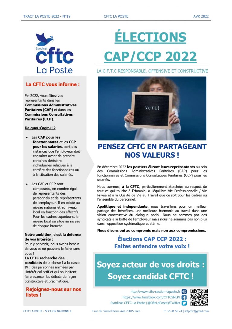ELECTIONS CAP/CCP 2022 CFTC LA POSTE