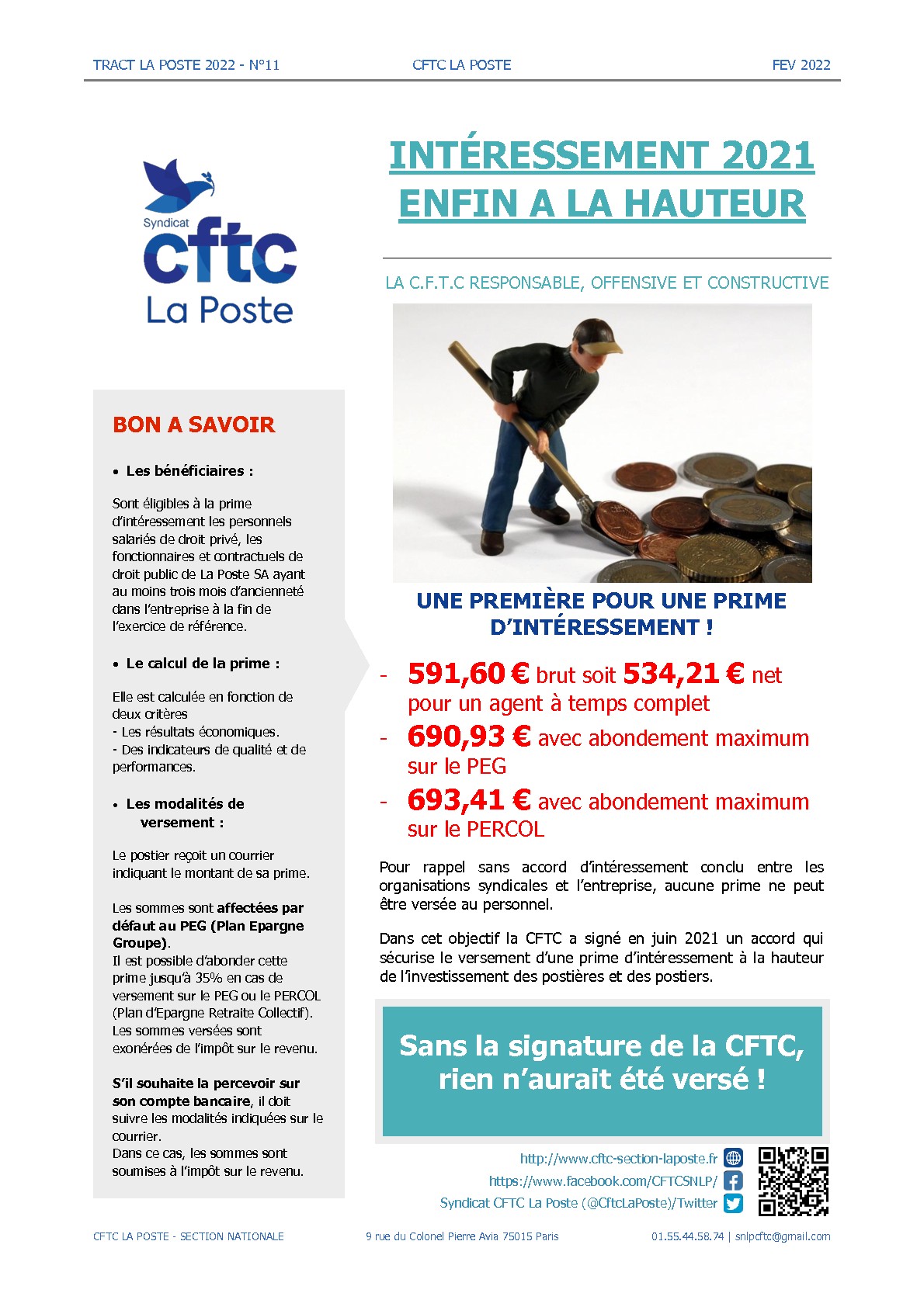 INTÉRESSEMENT 2021 ENFIN A LA HAUTEUR !!! UNE PREMIÈRE POUR UNE PRIME