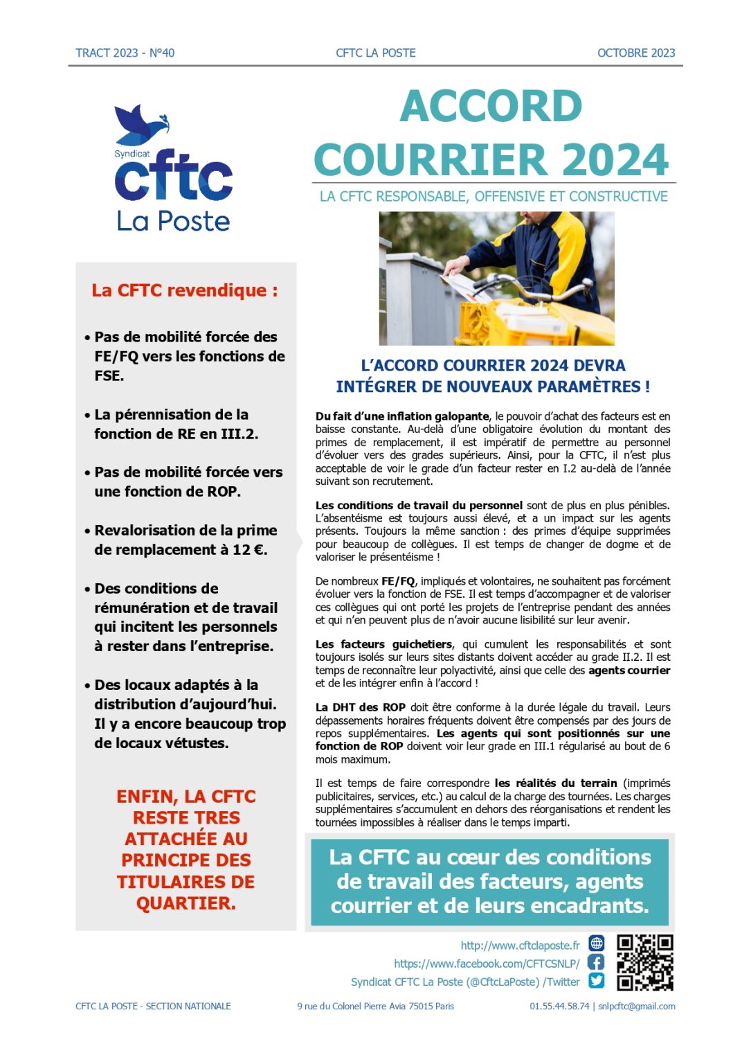 ACCORD COURRIER 2024 CFTC LA POSTE